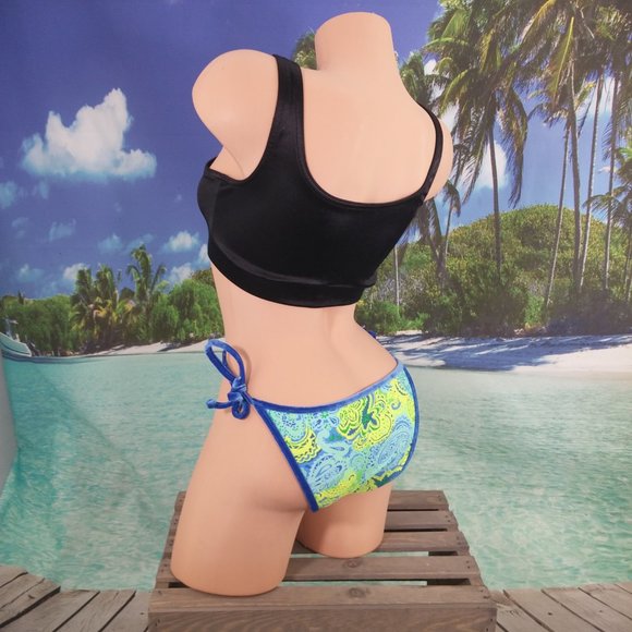 Surfside Bikini Bottom Adjustable String High Waist Swim Bottoms Paisley - Picture 10 of 16